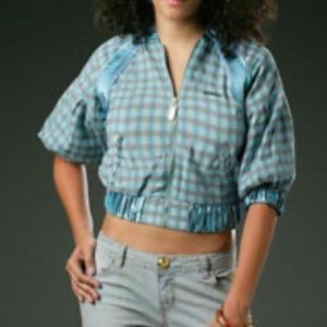 NEW Apple Bottoms Light Summer Plaid Crop Jacket Bomber Small